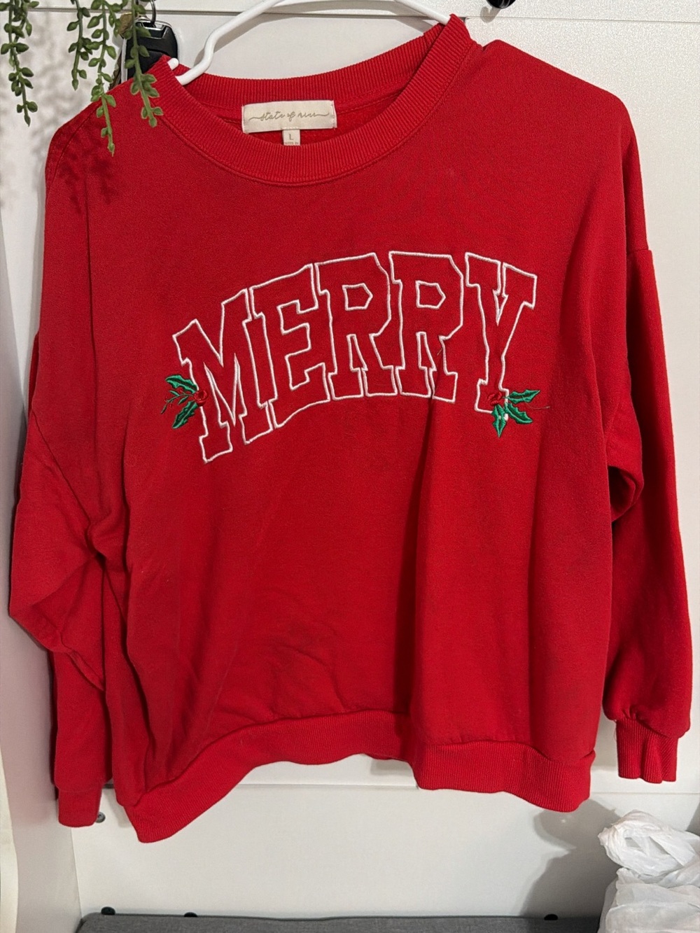 State of Mind Red "MERRY" Holiday Sweatshirt